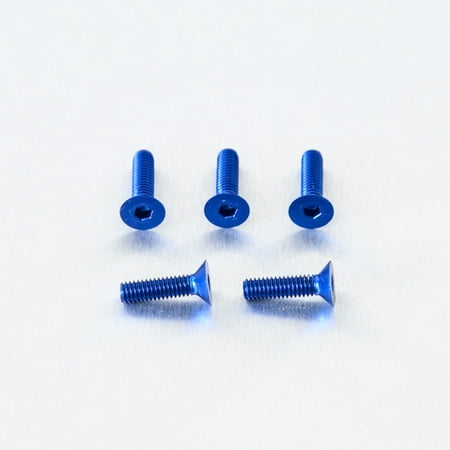 Five blue countersunk alloy bolts, M4 size, with a hexagonal socket head and a length of 12.5mm, showcasing a sleek and durable finish.