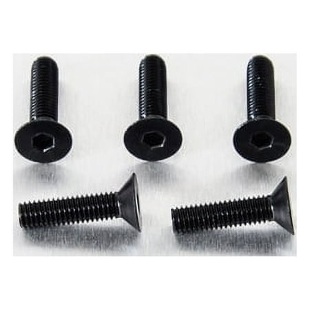 Black countersunk alloy bolts, M5 x 0.80mm x 16.0mm, featuring a hexagonal socket head, sold in a pack of five.