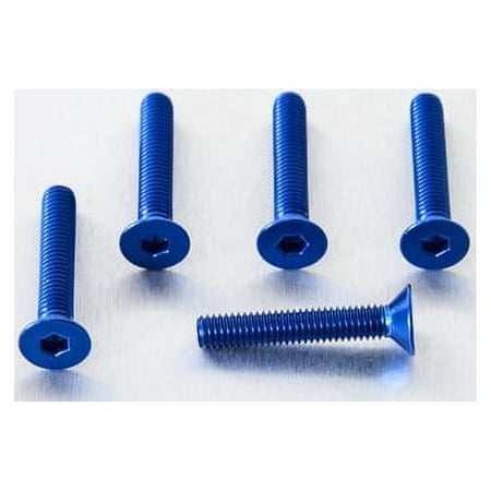 Five blue countersunk alloy bolts, each measuring M6 x 1.00mm x 30.0mm, featuring a hexagonal socket head and smooth, threaded shafts.