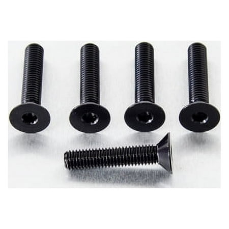 Five black countersunk alloy bolts, M8 x 1.25mm x 35.0mm, featuring a smooth finish and hex socket head design, arranged with one bolt in front and four behind.