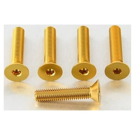 Five gold countersunk alloy bolts, each measuring M8 x 1.25mm x 35.0mm, featuring a hex socket drive and a smooth, shiny finish.