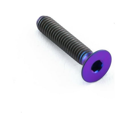 Countersunk titanium bolt in purple, measuring M4 x 0.70mm x 20mm with a 17mm head, featuring a hexagonal socket for easy installation.