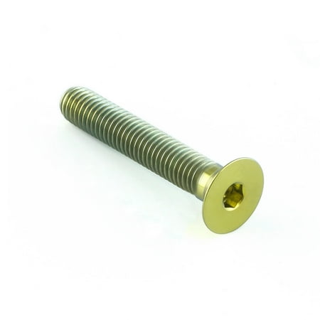 Gold titanium countersunk bolt, M5 size, 30mm length with a 19mm head diameter, featuring a hexagonal socket for easy installation.