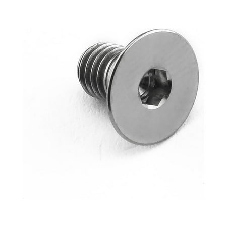 Countersunk titanium bolt in natural finish, measuring M5 x 0.80mm x 8mm with a 4.5mm head, featuring a hexagonal socket for easy installation.