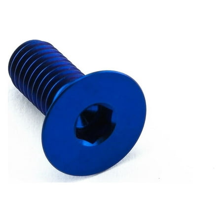 Countersunk titanium bolt in blue, measuring M6 x 1.00mm x 15mm with an 11mm head, featuring a hexagonal socket for easy installation.
