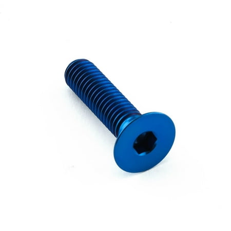 Countersunk blue titanium bolt, M6 x 1.00mm x 25mm, featuring a hexagonal socket head and smooth, threaded shaft for secure fastening.
