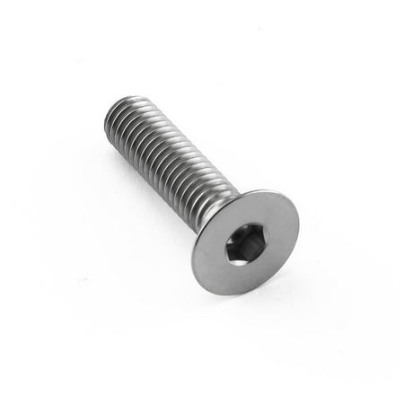 Countersunk titanium bolt in natural finish, M6 size, 25mm length with a hexagonal socket head and smooth shaft, designed for lightweight and corrosion-resistant applications.