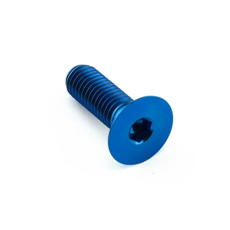 Countersunk blue titanium bolt, M8 x 1.25mm x 25mm, featuring a hexagonal socket head and smooth, durable finish, ideal for lightweight applications.
