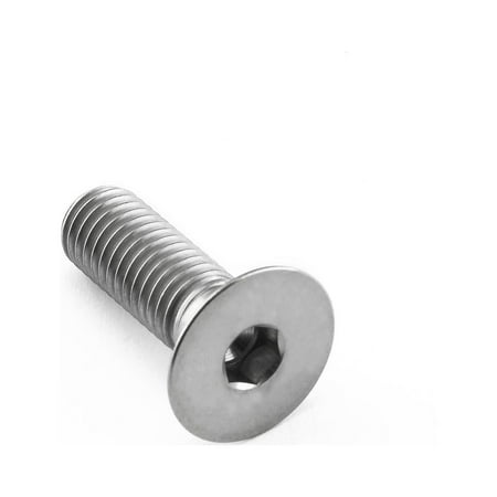 Countersunk titanium bolt in natural finish, M8 x 1.25mm x 25mm, featuring a smooth cylindrical shaft and a flat, round head with a hexagonal socket for easy installation.