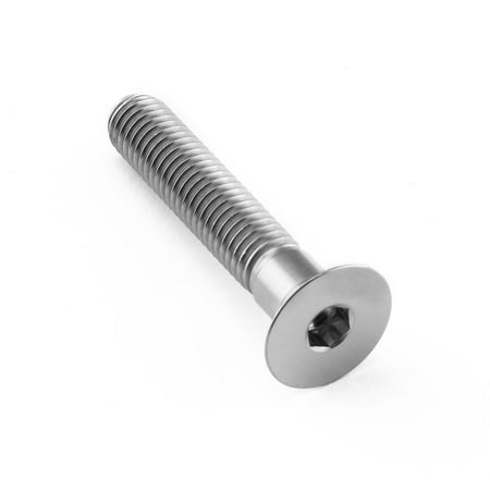 Countersunk titanium bolt in natural finish, M8 x 1.25mm x 45mm, featuring a hexagonal socket head and smooth, threaded shaft for secure fastening.