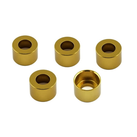 Five gold alloy washers, each with a cylindrical shape and a central hole, measuring M10 x 13.1mm, designed for durability and performance by Pro-Bolt.