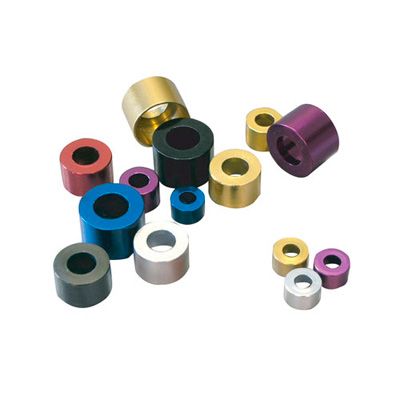Blue alloy washers in a pack of five, each measuring M6 x 8.4mm, showcasing a sleek metallic finish and designed for durability and performance.