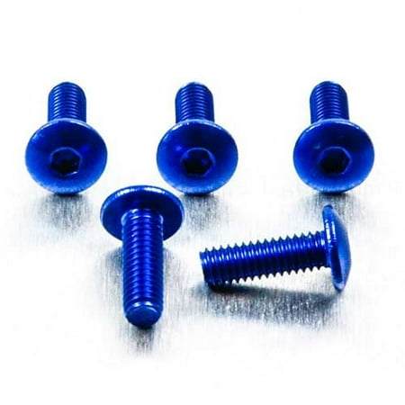 Blue dome head alloy bolts by Pro-Bolt, featuring M4 x 0.50mm x 8mm x 12mm dimensions, with a shiny finish and hexagonal socket for easy installation.