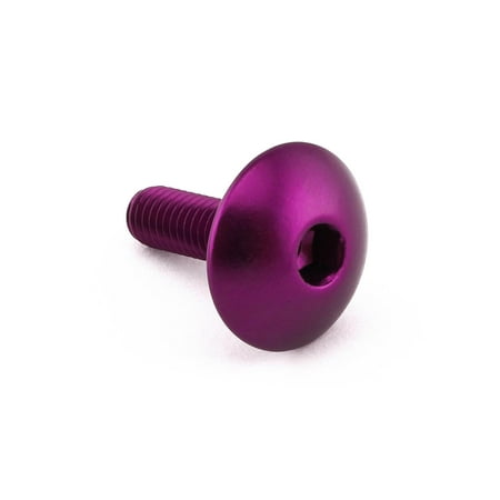 Purple dome head alloy bolt, M5 size, featuring a smooth, shiny finish and a hexagonal socket for easy installation, measuring 16mm in length.