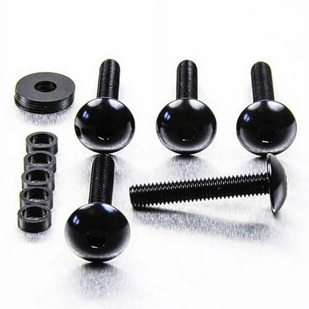 Black alloy dome head bolts in various lengths (16mm and 40mm), featuring M6 x 1.00mm threading, accompanied by a washer and a hex nut.
