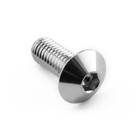 Dome head stainless steel bolt with a shiny finish, M8 x 1.25mm x 20mm size, featuring a hexagonal socket for secure fastening.