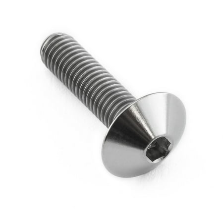 Dome head titanium bolt in natural finish, measuring M5 x 0.80mm with a 12mm head diameter and 20mm length, featuring a hex socket drive for easy installation.