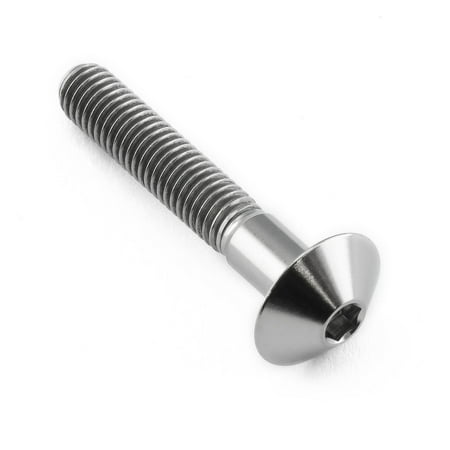 Dome head titanium bolt with a natural finish, measuring M5 x 0.80mm with a length of 30mm, featuring a hex socket drive and smooth, polished surface.