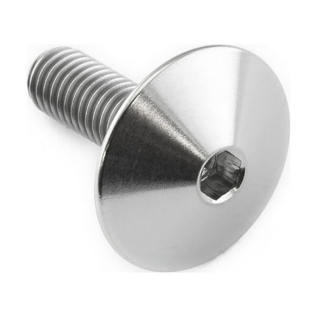 Dome head titanium bolt in natural finish, measuring M5 x 0.80mm with a 16mm length, featuring a hexagonal socket for easy installation.