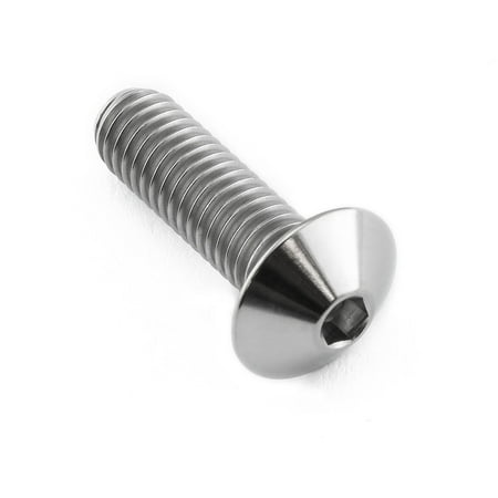 Dome head titanium bolt with a natural finish, measuring M6 x 1.00mm, 12mm diameter, and 20mm length, featuring a hexagonal socket for easy installation.