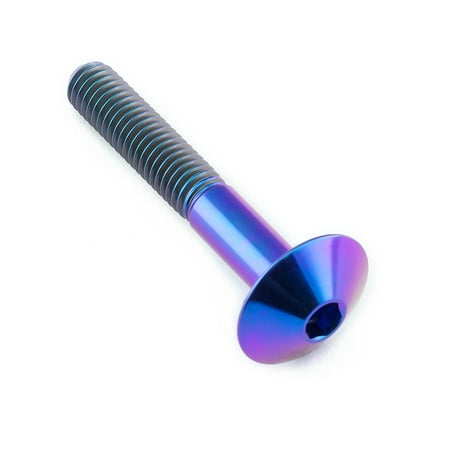 Purple titanium dome head bolt, M6 x 1.00mm thread, 16mm head diameter, 40mm length, featuring a shiny finish and hex socket drive for easy installation.