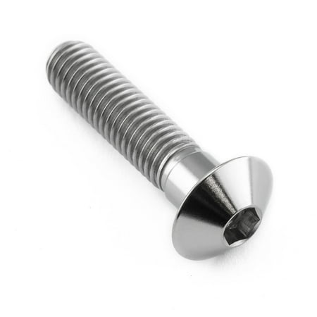 Dome head titanium bolt with a natural finish, measuring M8 x 1.25mm (16mm) x 35mm, featuring a hexagonal socket for easy installation.