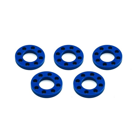 Five blue drilled alloy washers, each measuring M10x20mm, showcasing a smooth surface with multiple holes for enhanced fastening capability.