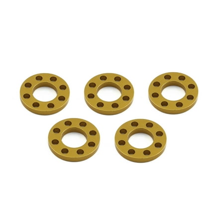 Five gold, drilled alloy washers, each measuring M10x20mm, featuring multiple holes for enhanced performance and durability, packaged together by Pro-Bolt.