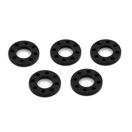 Five black drilled alloy washers, each measuring M8x16mm, featuring a circular shape with multiple holes for enhanced fastening.