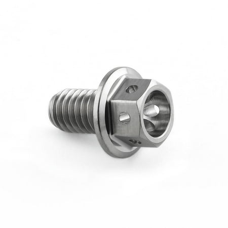 Flanged hex head titanium bolt in silver, featuring a hexagonal socket, threaded shaft, and a flange for added stability, measuring M6 x 1.00mm x 10mm.