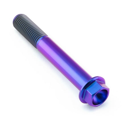 Pro-Bolt flanged hex head titanium bolt in purple, measuring M10 x 1.25mm x 70mm, featuring a smooth, shiny finish and distinct hexagonal head design.