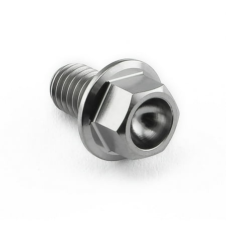 Flanged hex head titanium bolt in natural finish, measuring M6 x 1.00mm x 10mm with an 8mm head diameter, showcasing a sleek, durable design.