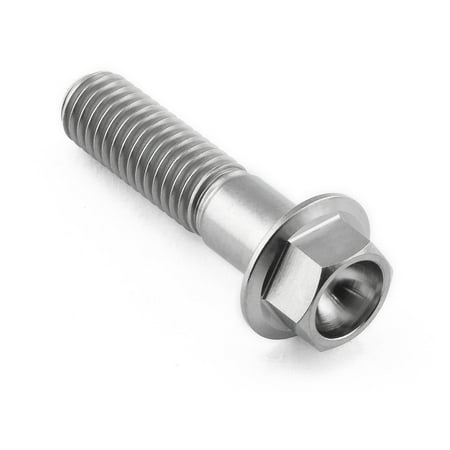 Flanged hex head titanium bolt in natural finish, measuring M8 x 1.25mm x 32mm, featuring a smooth shaft and a hexagonal head for easy installation.