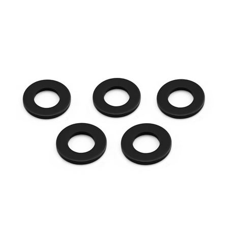 Five black flat alloy washers, each measuring M8x16mm, designed for durability and precision, neatly arranged in a pack.