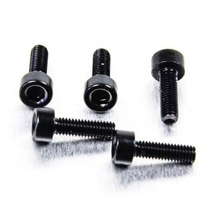 Five black alloy parallel Allen head bolts, measuring M3 x 0.50mm x 10mm, showcasing a sleek finish and designed for durability.