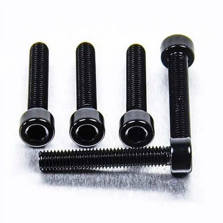 Five black alloy bolts with parallel Allen heads, featuring a smooth finish and varying lengths, designed for M5 x 0.80mm x 30mm applications.