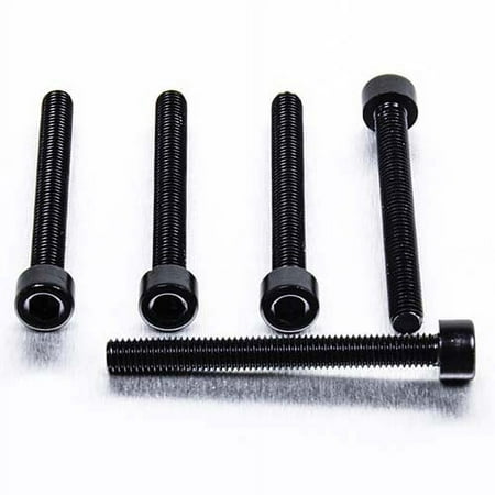 Five black alloy parallel Allen head bolts, each measuring M5 X 0.80mm X 45mm, featuring a smooth finish and hexagonal socket for easy installation.