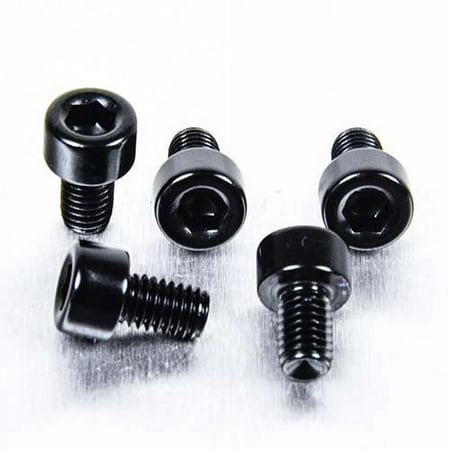 Five black alloy parallel Allen head bolts, each measuring M5 x 0.80mm x 8mm, featuring a smooth finish and hexagonal socket for easy tightening.