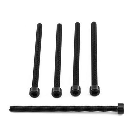 Five black alloy parallel Allen head bolts, each measuring M6 x 1.00mm x 100mm, showcasing a sleek finish and textured grip for easy installation.