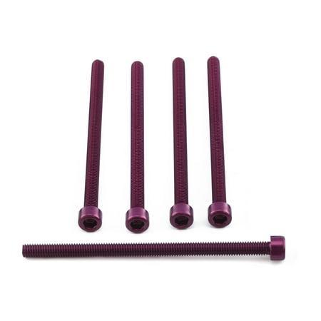 Five purple alloy parallel Allen head bolts, each measuring M6 x 1.00mm x 100mm, showcasing a sleek finish and hexagonal socket for easy installation.