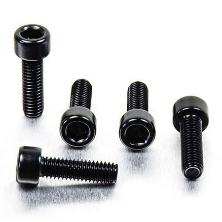 Five black alloy parallel Allen head bolts, each measuring M6 X 1.00mm X 20mm, featuring a smooth finish and hexagonal socket for easy installation.