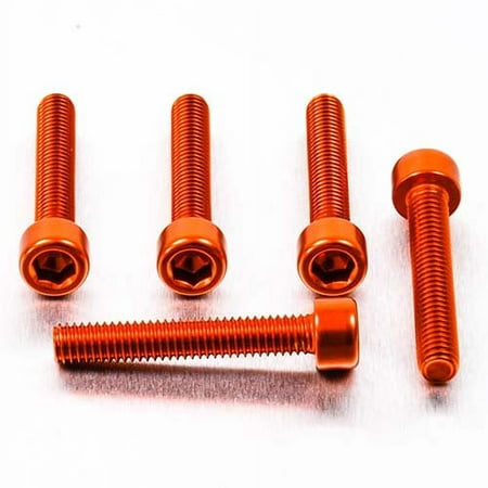 Five orange alloy parallel Allen head bolts, each measuring M6 x 1.00mm x 30mm, showcasing a smooth finish and hexagonal socket for easy installation.
