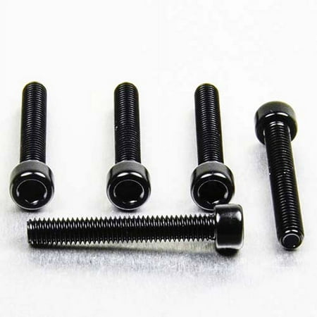 Five black alloy parallel Allen head bolts, each measuring M6 x 1.00mm x 40mm, showcasing a smooth finish and rounded heads, ideal for various applications.