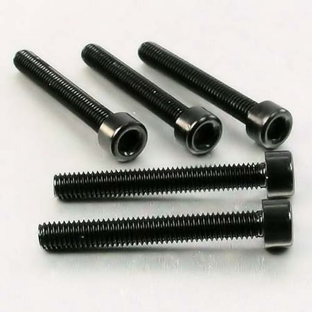Black alloy parallel Allen head bolts in a pack of five, measuring M6 X 1.00mm X 45mm, featuring a smooth finish and rounded heads for easy installation.