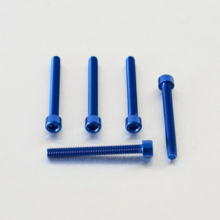 Five blue alloy parallel Allen head bolts, each measuring M6 x 1.00mm x 55mm, showcasing a sleek finish and precision threading.