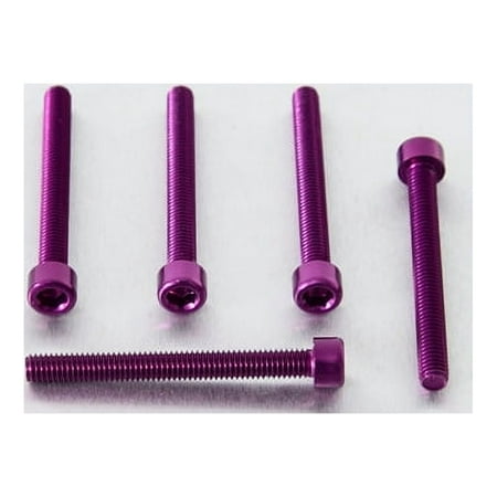Five purple alloy parallel Allen head bolts, each measuring M6 x 1.00mm x 55mm, showcasing a sleek, shiny finish and hexagonal socket heads for easy installation.