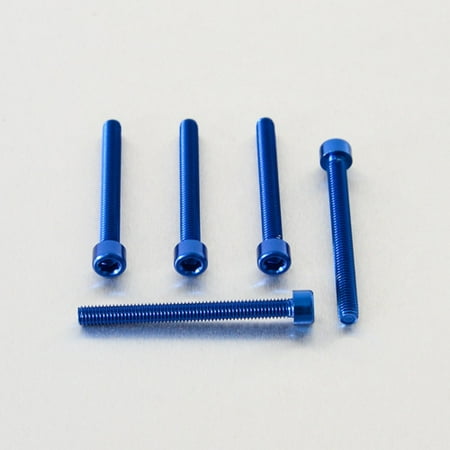 Five blue alloy parallel Allen head bolts, each measuring M6 x 1.00mm x 60mm, showcasing a smooth finish and hexagonal socket design.