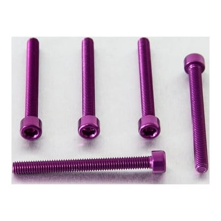 Five purple alloy parallel Allen head bolts, each measuring M6 x 1.00mm x 60mm, showcasing a smooth finish and hexagonal socket design.