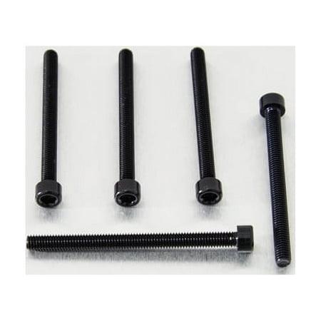 Five black alloy parallel Allen head bolts, each measuring M6 x 1.00mm x 75mm, showcasing a sleek finish and hexagonal socket for easy installation.