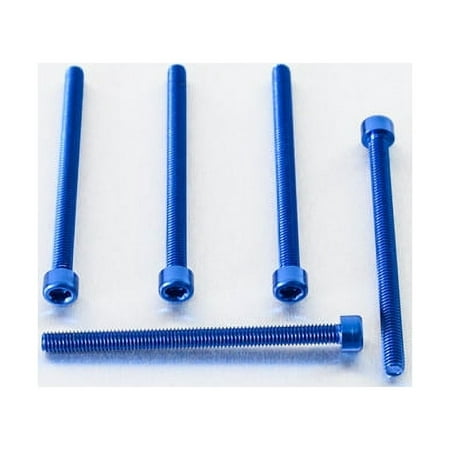 Five blue alloy parallel Allen head bolts, each measuring M6 x 1.00mm x 80mm, showcasing a smooth finish and hexagonal socket for easy installation.